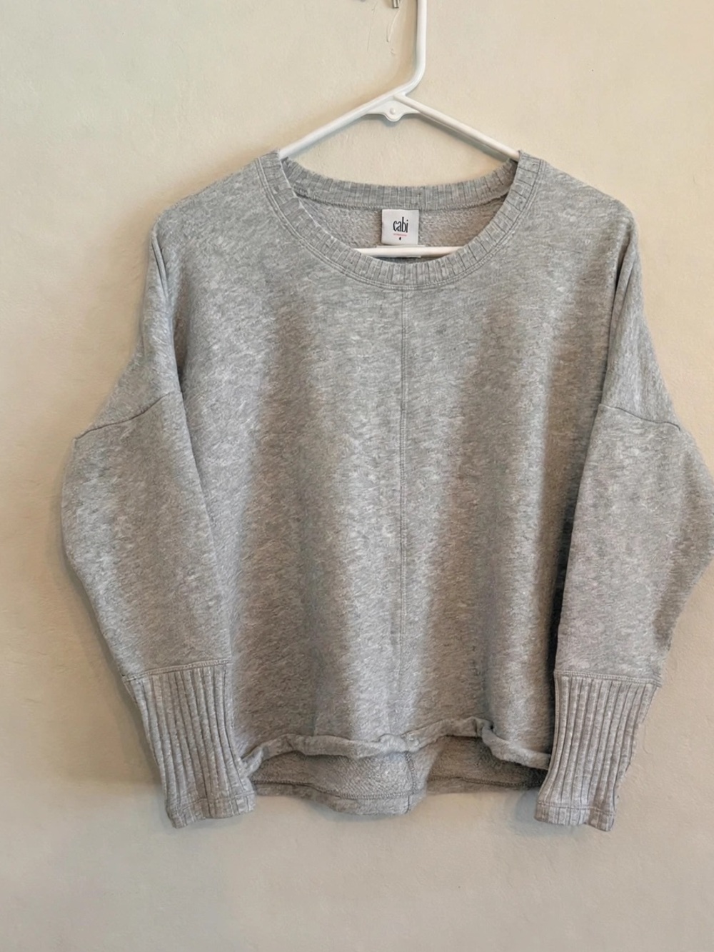 CAbi Light Gray Crewneck Sweatshirt - Relaxed Pullover size S